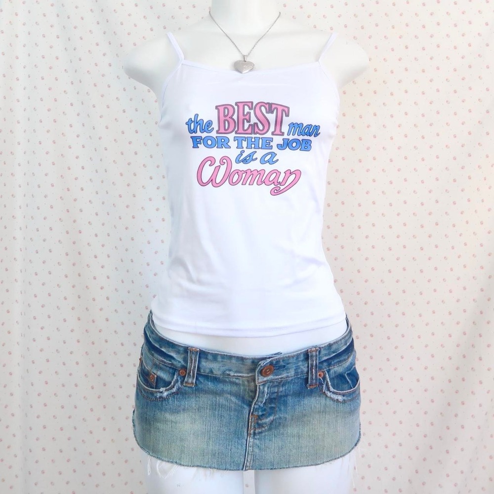 y2k graphic tank top best man for the job woman